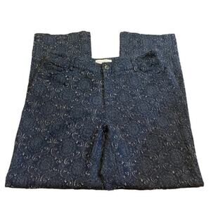 DONCASTER Floral Texture Straight Leg Jeans Dark Wash 10